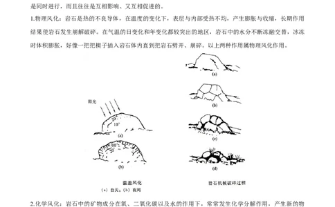 微专题风化作用（原卷版）_2025年新高考资料_二轮复习_01高考语文等多个文件_2025年高三地理高考二轮复习专项提升_微专题集成讲练
