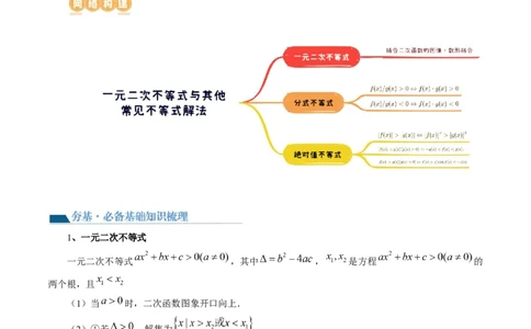 第05讲一元二次不等式与其他常见不等式解法（六大题型）（讲义）（原卷版）_02高考数学_新高考复习资料_2024年新高考资料_一轮复习资料_第一章集合与常用逻辑用语、不等式