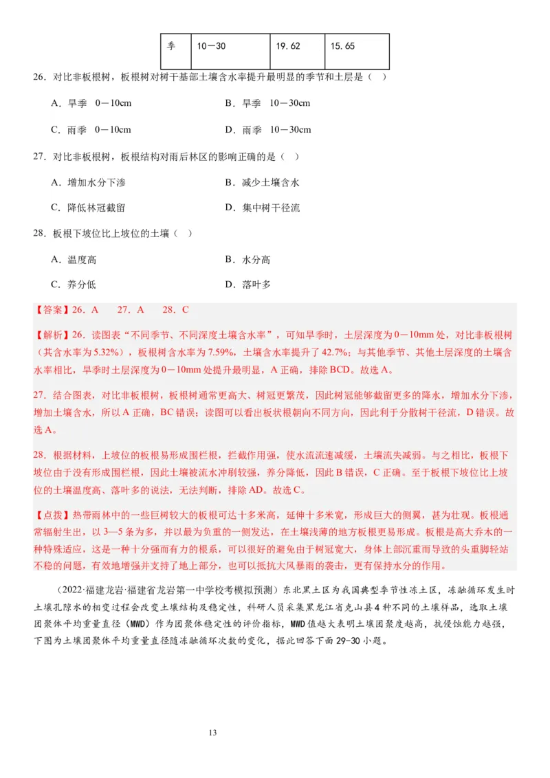 2024届高考一轮复习专题六地理环境的整体性和差异性第十七讲植被与土壤（解析版）_通用版（老高考）复习资料_2024年复习资料_完备战2024年高考地理一轮复习考点帮（全国通用）