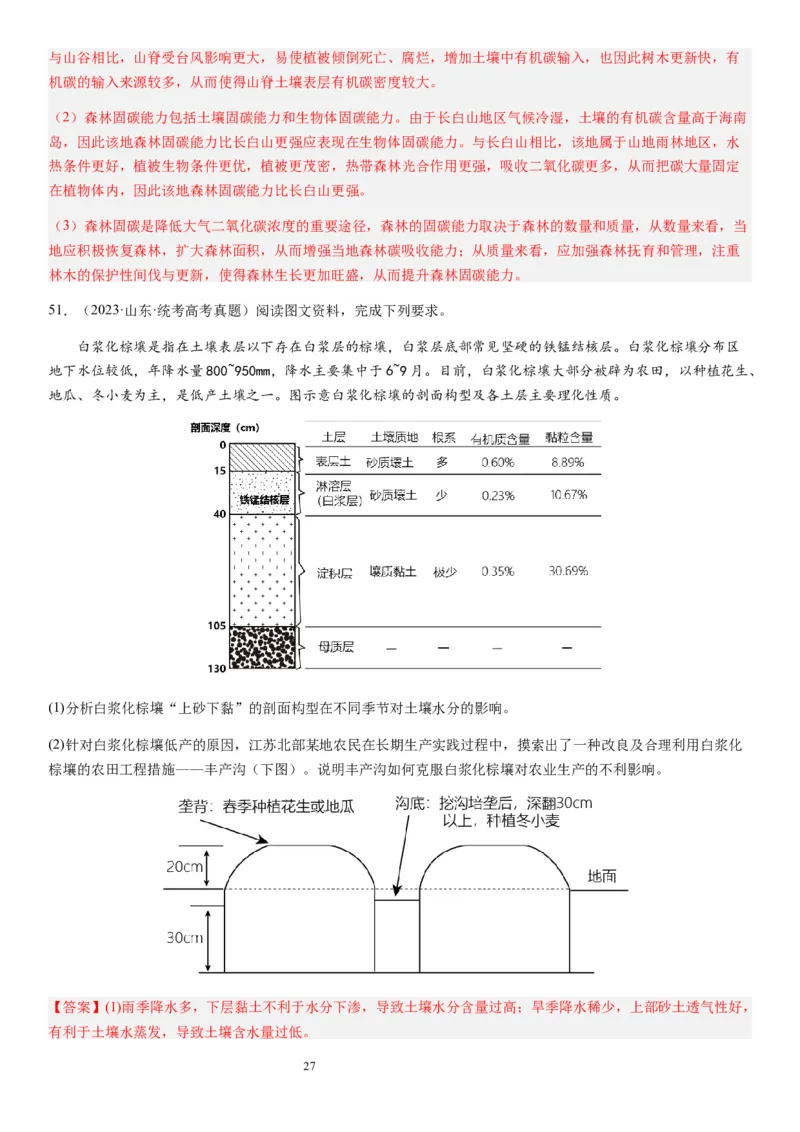 2024届高考一轮复习专题六地理环境的整体性和差异性第十七讲植被与土壤（解析版）_通用版（老高考）复习资料_2024年复习资料_完备战2024年高考地理一轮复习考点帮（全国通用）