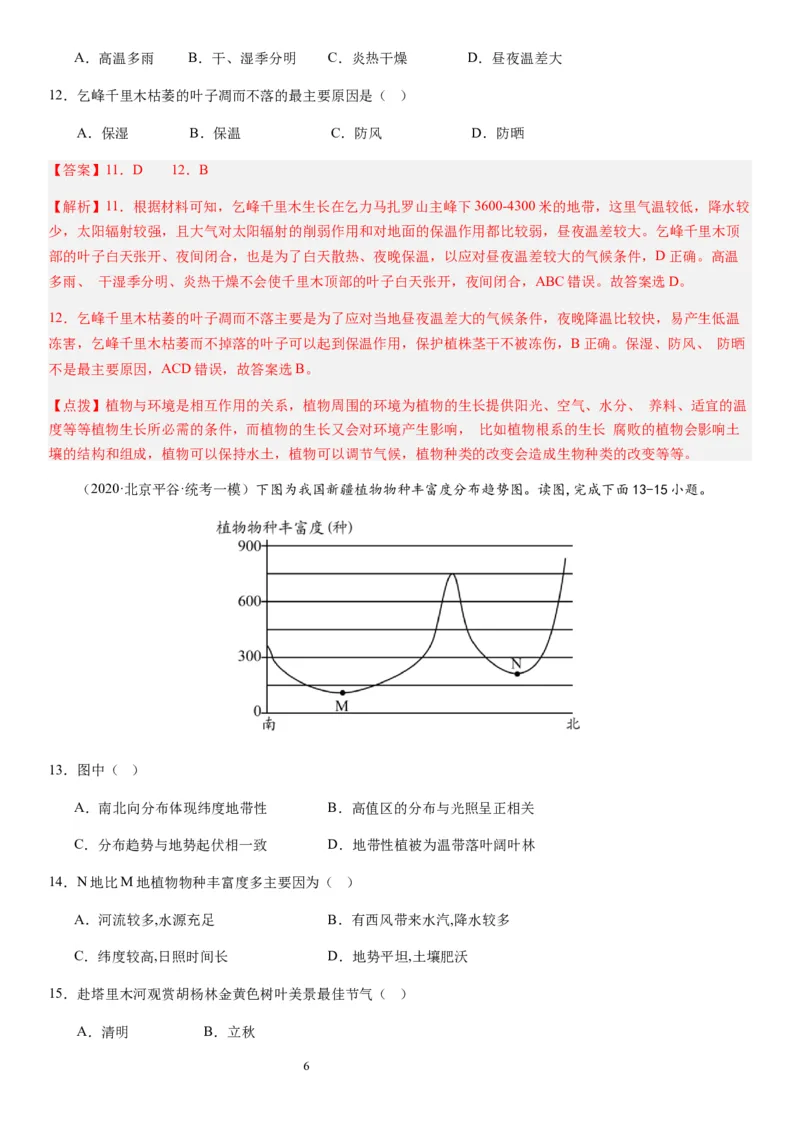 2024届高考一轮复习专题六地理环境的整体性和差异性第十七讲植被与土壤（解析版）_通用版（老高考）复习资料_2024年复习资料_完备战2024年高考地理一轮复习考点帮（全国通用）