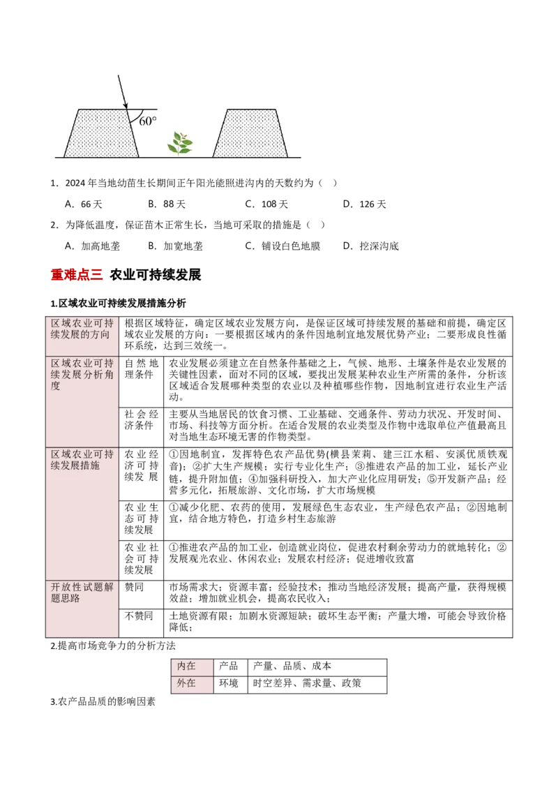 重难点09农业生产与粮食安全（原卷版）_2025年新高考资料_二轮复习_2025年高三地理高考二轮复习专项提升（新高考通用）3405802_重点&middot;难点&middot;热点专练（分地区）_新高考通用