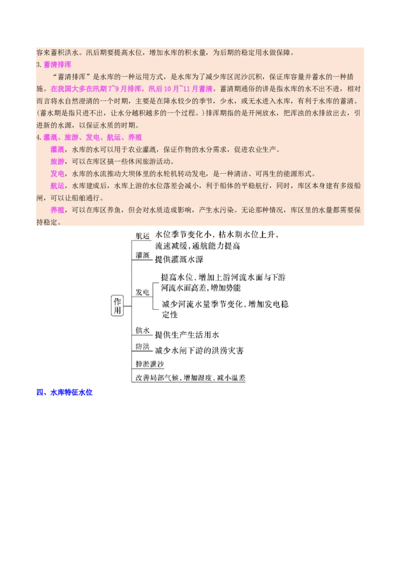 微专题水库的水文特征及功能（讲义）（原卷版）_2025年新高考资料_二轮复习_2025年高三地理高考二轮复习专项提升（新高考通用）3405802_二轮讲义