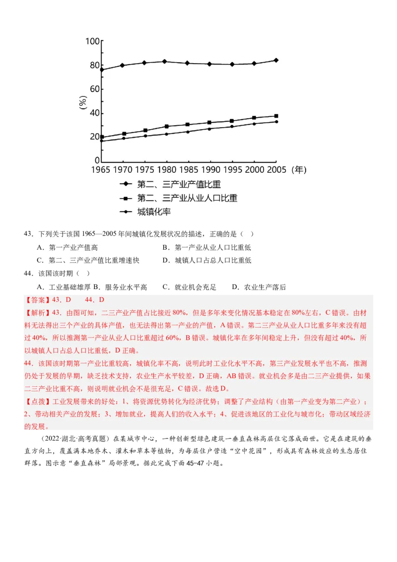 2024届高考一轮复习专题九乡村与城镇第二十五讲城镇化（解析版）_通用版（老高考）复习资料_2024年复习资料_完备战2024年高考地理一轮复习考点帮（全国通用）_专题训练