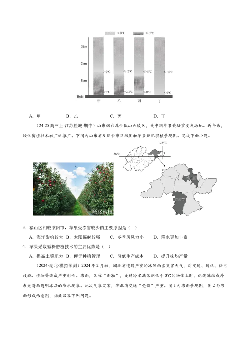 微专题冻害（寒潮、冻雨等）、森林火灾、堰塞湖、城市内涝（练习）（原卷版）_2025年新高考资料_二轮复习_01高考语文等多个文件_第一部分专题突破