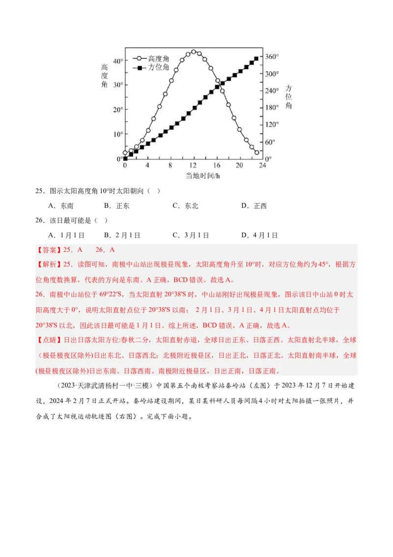 重难点01地球运动的规律（解析版）_2025年新高考资料_二轮复习_2025年高三地理高考二轮复习专项提升（新高考通用）3405802_重点&middot;难点&middot;热点专练（分地区）_天津专用