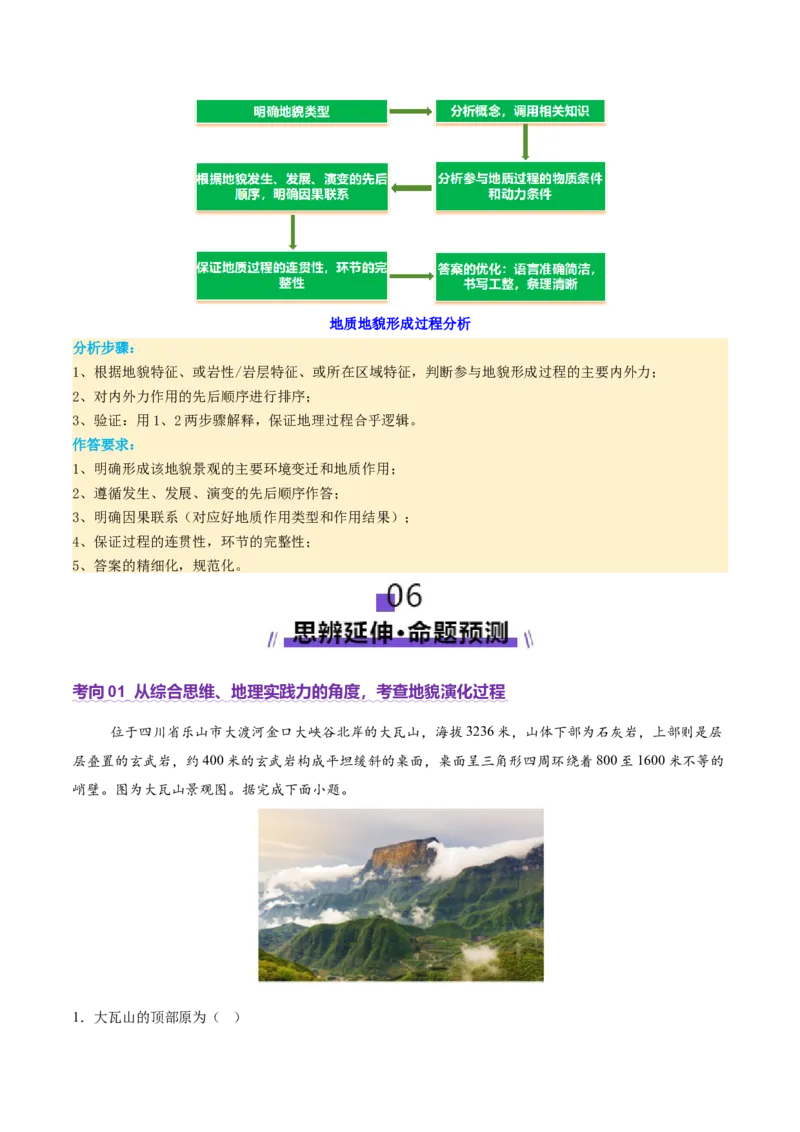 微专题地貌演化过程（讲义）（解析版）_2025年新高考资料_二轮复习_2025年高三地理高考二轮复习专项提升（新高考通用）3405802_二轮讲义