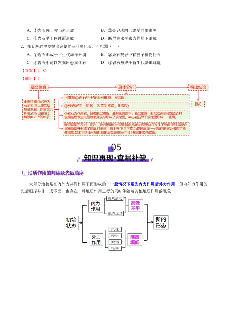微专题地貌演化过程（讲义）（解析版）_2025年新高考资料_二轮复习_2025年高三地理高考二轮复习专项提升（新高考通用）3405802_二轮讲义