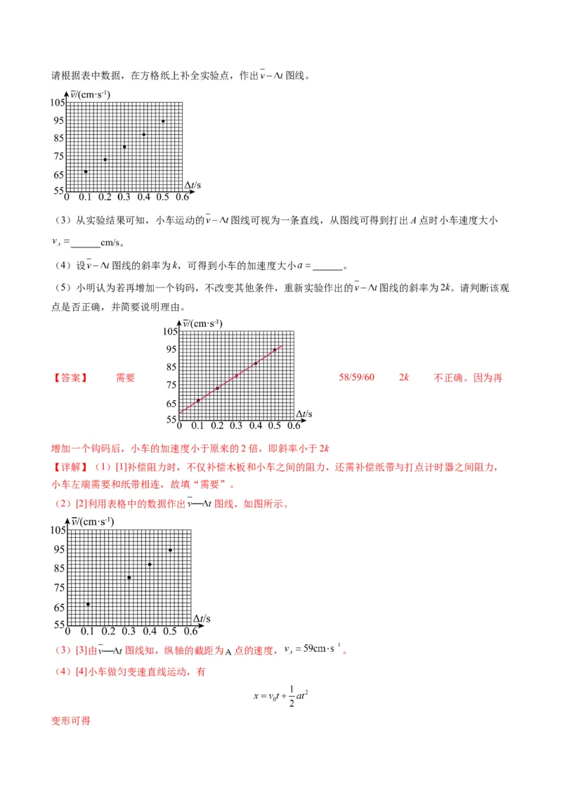第04讲实验：探究小车速度随时间变化的规律（练习）（解析版）_04高考物理_新高考复习资料_2025年新高考资料_2025年高考物理一轮复习讲练测（新教材新高考）