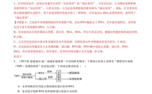 第20讲DNA是主要的遗传物质（练习）（解析版）_2024年新高考资料_1.2024一轮复习_2024年高考生物一轮复习讲练测（新教材新高考）