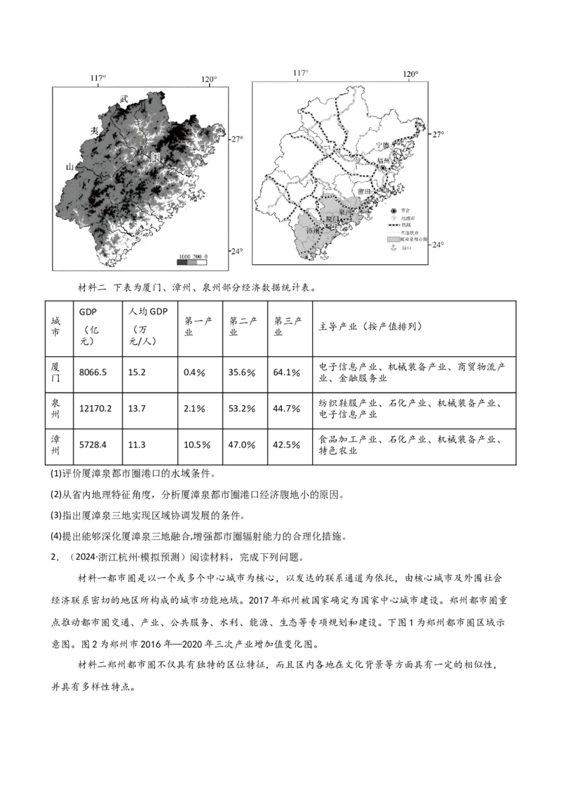 重难点12区域可持续发展（浙江专用）（原卷版）_2025年新高考资料_二轮复习_2025年高三地理高考二轮复习专项提升（新高考通用）3405802_重点&middot;难点&middot;热点专练（分地区）_浙江专用