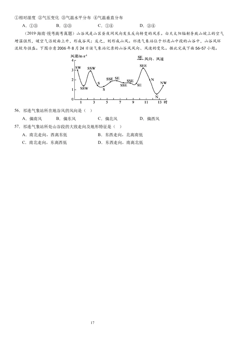 2024届新高考一轮复习专题三地球上的大气第八讲热力环流与大气的水平运动（试卷版）_通用版（老高考）复习资料_2024年复习资料_完备战2024年高考地理一轮复习考点帮（全国通用）