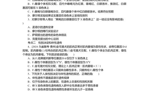 2025届高中生物学一轮复习检测案19　基因在染色体上、伴性遗传（含解析）_2025年新高考资料_一轮复习_2025届高中生物学一轮复习分层复习检测(含解析)
