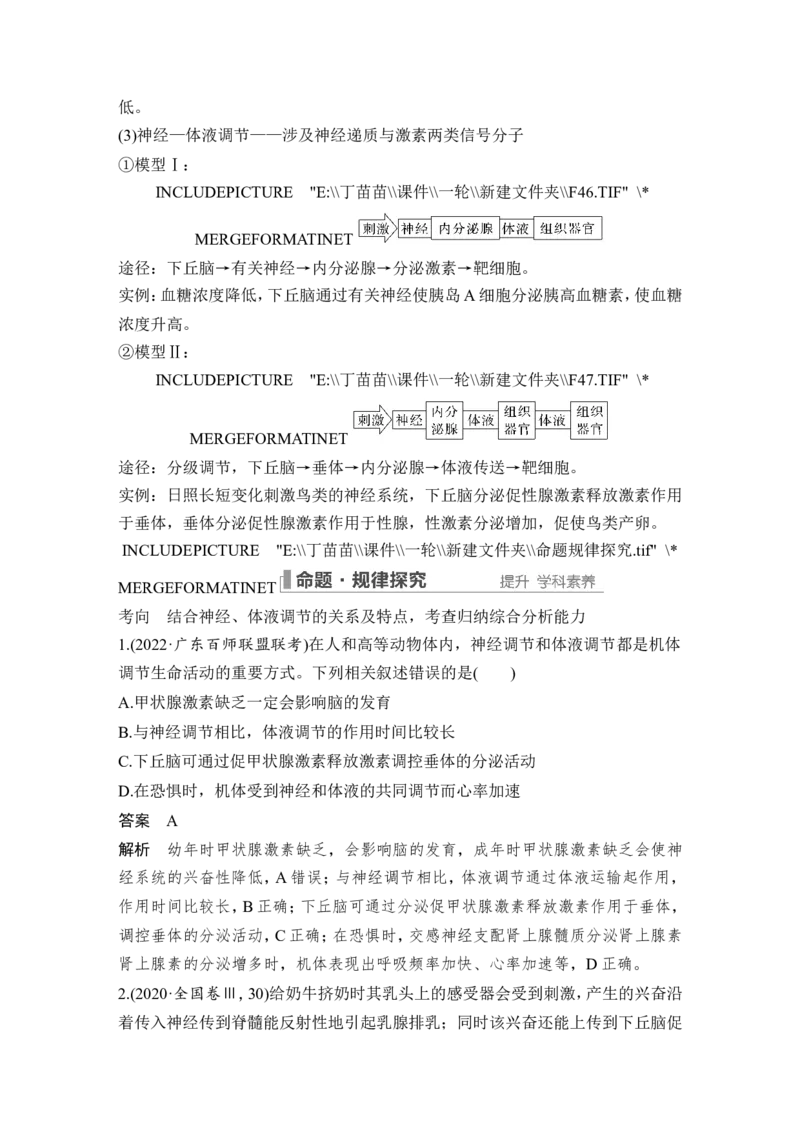 第24讲体液调节_2024年新高考资料_1.2024一轮复习_2024年高考生物一轮复习讲义（新人教版）_另附1套Word版题库_选择性必修1_第八单元稳态与调节