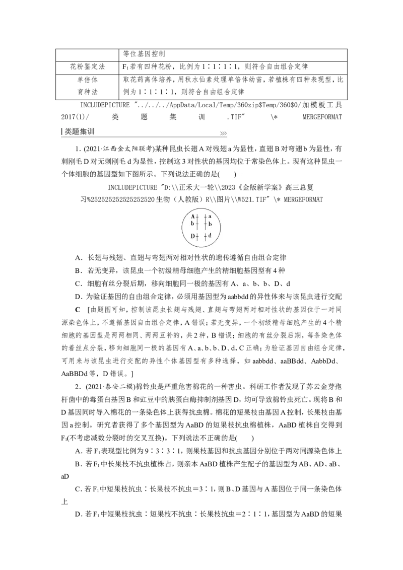 [12533086]高中生物一轮复习学案：第15讲　基因的自由组合定律_新高考复习资料_2023年新高考复习资料_一轮复习_精讲精练2023届新高考生物一轮复习学案
