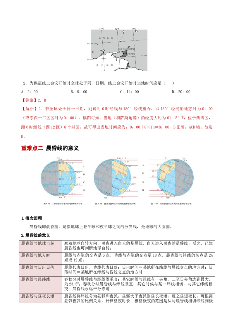 重难点01地球运动（解析版）_2025年新高考资料_二轮复习_01高考语文等多个文件_2025年高三地理高考二轮复习专项提升_重点&middot;难点&middot;热点专练（分地区）_新高考通用
