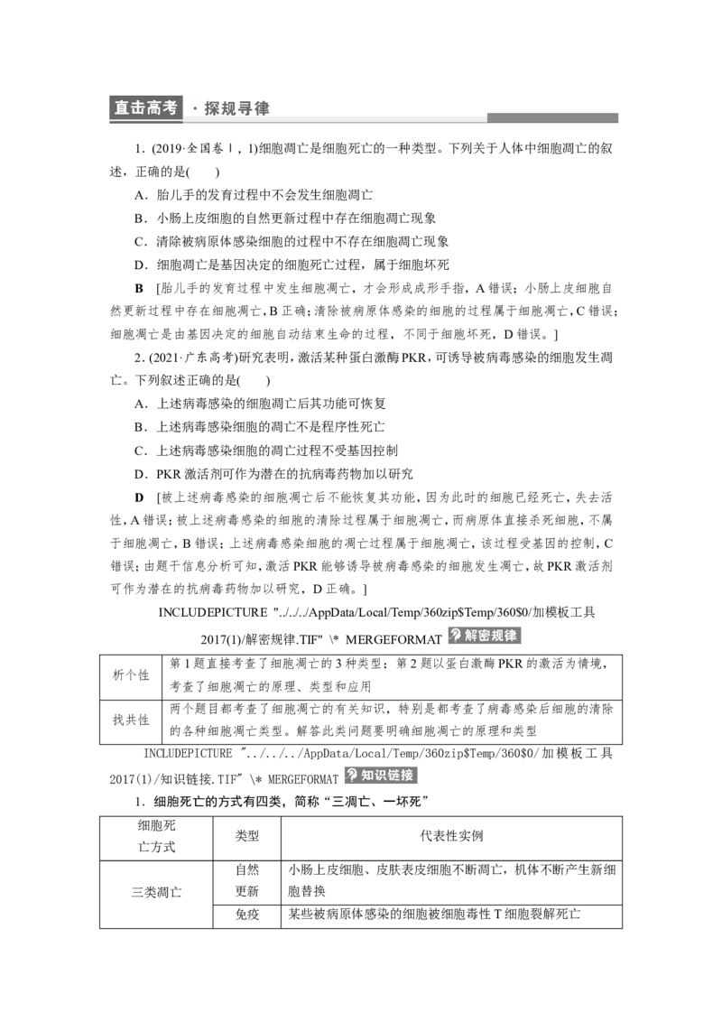 [12533083]高中生物一轮复习学案：第13讲　细胞的分化、衰老、凋亡与癌变_新高考复习资料_2023年新高考复习资料_一轮复习_精讲精练2023届新高考生物一轮复习学案