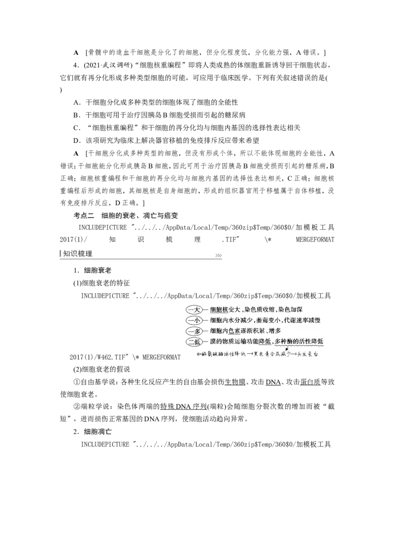[12533083]高中生物一轮复习学案：第13讲　细胞的分化、衰老、凋亡与癌变_新高考复习资料_2023年新高考复习资料_一轮复习_精讲精练2023届新高考生物一轮复习学案