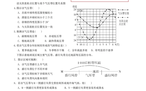 第9讲：气压带风带及季风环流（答案在最后一行，无解析）_通用版（老高考）复习资料_2024年复习资料_2024届高考地理一轮复习配套练习小题狂练（答案在最后一行，无解析）