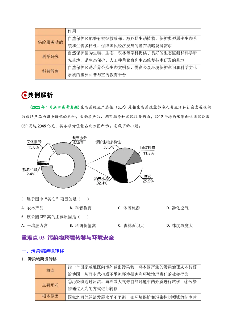 重难点15生态环境保护与国家安全（浙江专用）（原卷版）_2025年新高考资料_二轮复习_01高考语文等多个文件_2025年高三地理高考二轮复习专项提升_重点&middot;难点&middot;热点专练（分地区）