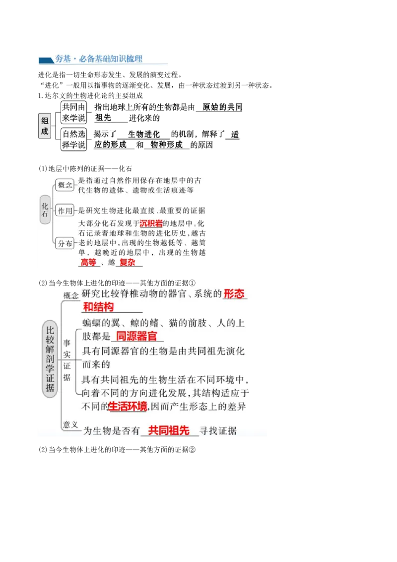 第24讲生物的进化（讲义）（教师版）_2024年新高考资料_1.2024一轮复习_2024年高考生物一轮复习讲练测（新教材新高考）