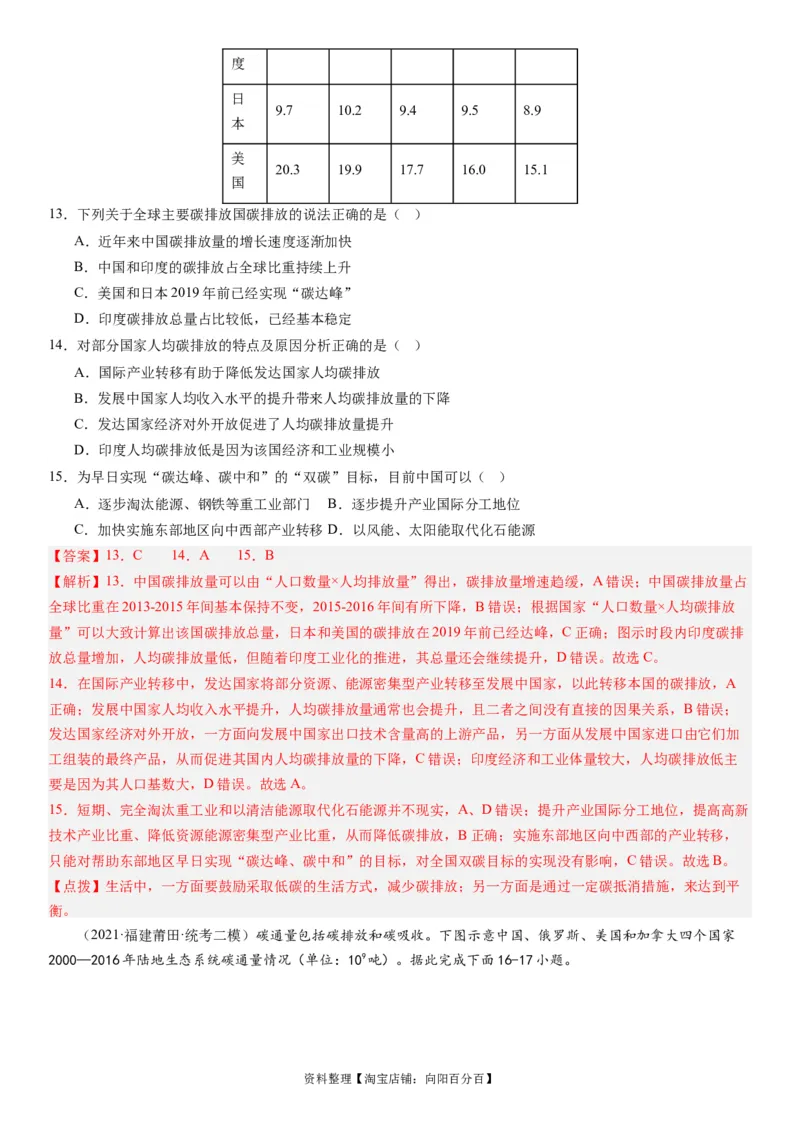 2024届新高考一轮复习专题12环境与发展第三十讲环境问题与可持续发展（解析版）_通用版（老高考）复习资料_2024年复习资料_完备战2024年高考地理一轮复习考点帮（全国通用）