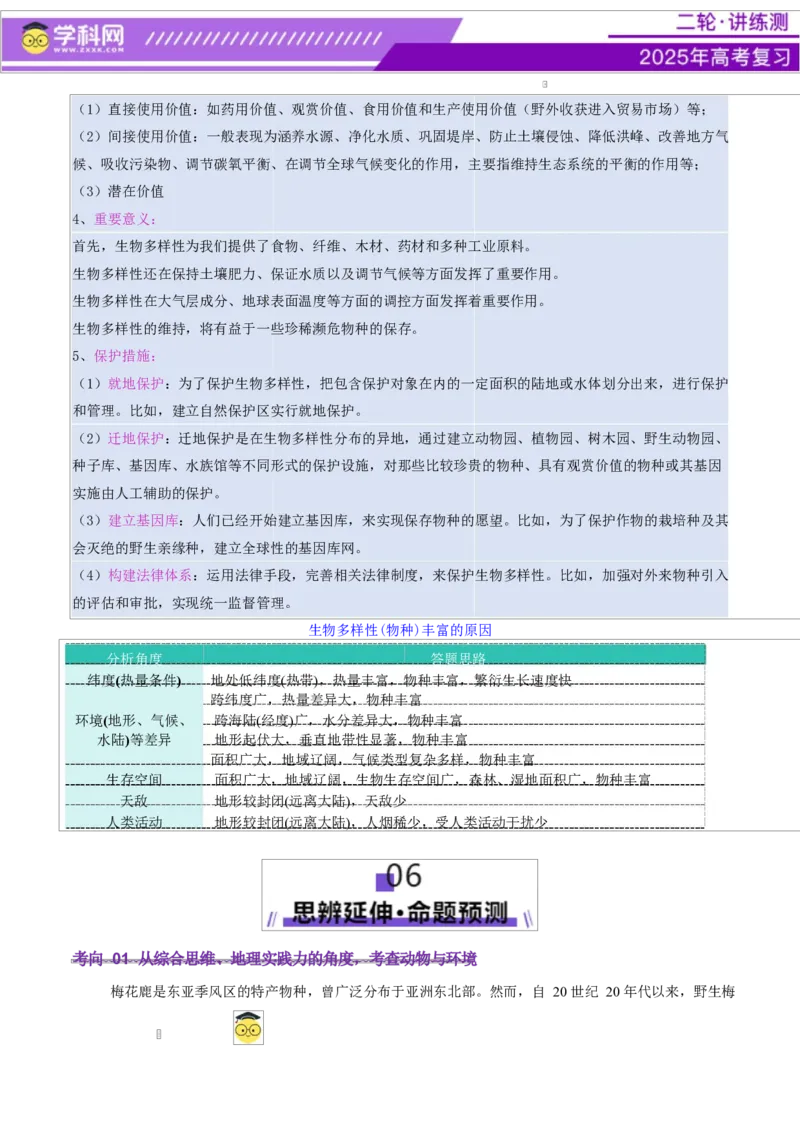 微专题生物与环境（讲义）（解析版）_2025年新高考资料_二轮复习_上好课2025年高考地理二轮复习讲练测（新高考通用）3381954