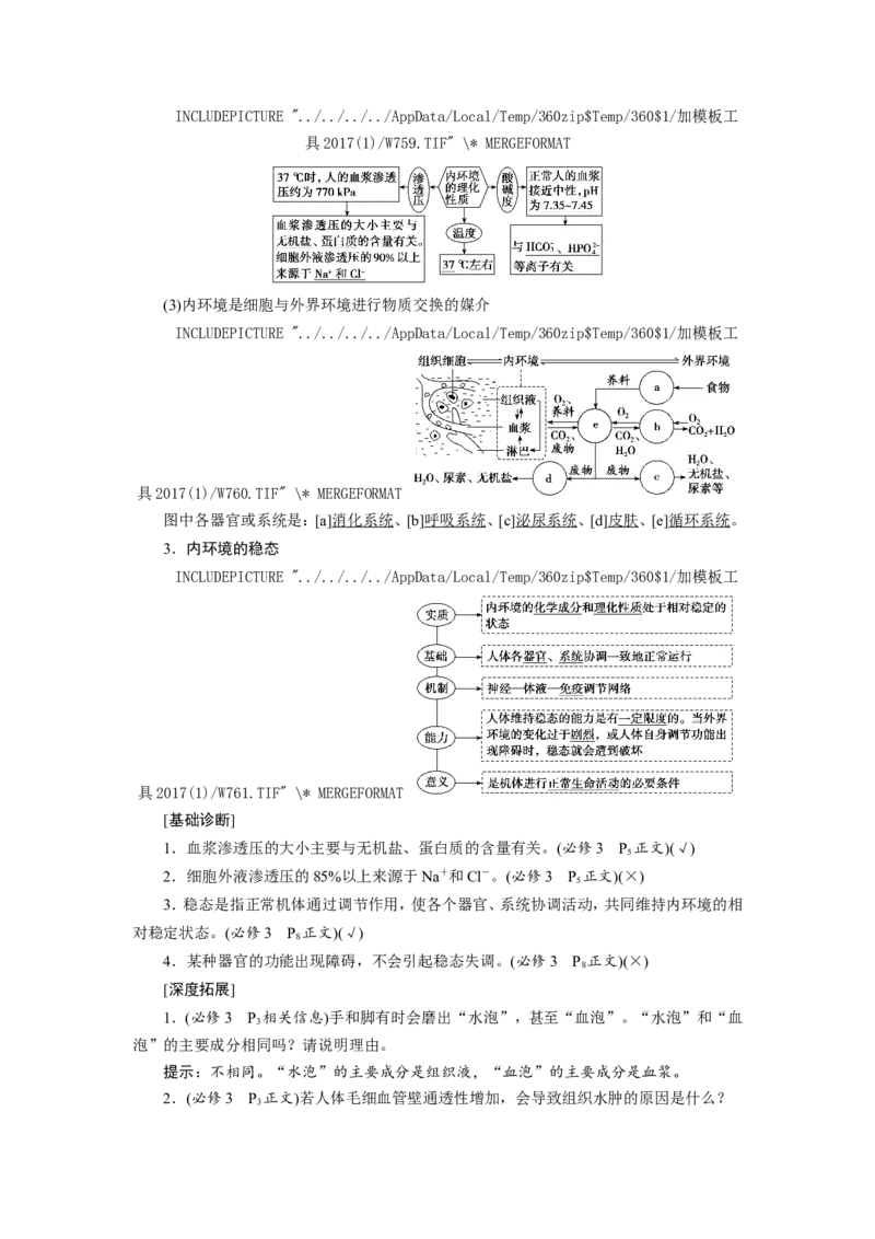 [12533098]高中生物一轮复习学案：第23讲　人体内环境稳态及实例_新高考复习资料_2023年新高考复习资料_一轮复习_精讲精练2023届新高考生物一轮复习学案