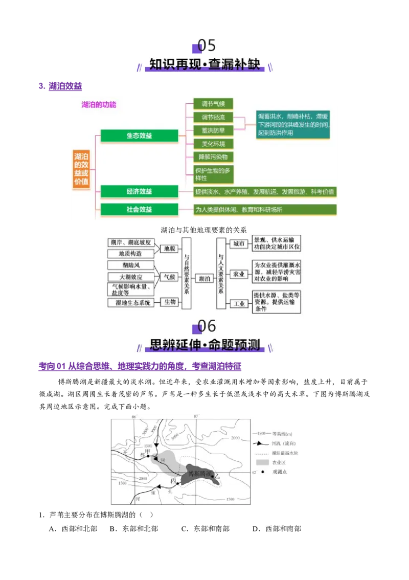 微专题湖泊（讲义）（解析版）_2025年新高考资料_二轮复习_01高考语文等多个文件_上好课2025年高考地理二轮复习讲练测（新高考通用）_第一部分专题突破