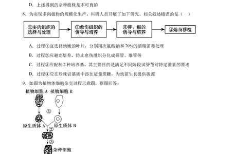 第17讲细胞工程（练习）（原卷版）_2024年新高考资料_2.2024二轮复习_2024年高考生物二轮复习讲练测（新教材新高考）