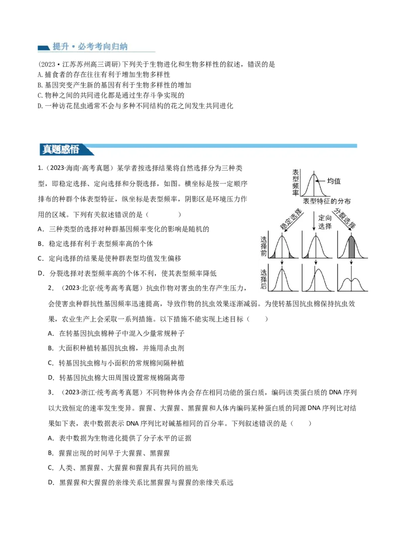 第24讲生物的进化（讲义）（学生版）_2024年新高考资料_1.2024一轮复习_2024年高考生物一轮复习讲练测（新教材新高考）