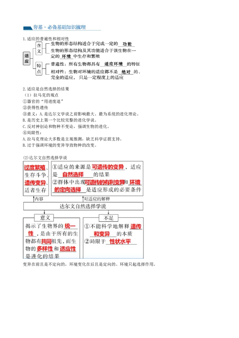 第24讲生物的进化（讲义）（学生版）_2024年新高考资料_1.2024一轮复习_2024年高考生物一轮复习讲练测（新教材新高考）