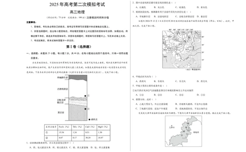 地理（江苏卷01）（考试版A3）_2025年新高考资料_二轮复习_01高考语文等多个文件_2025年高三地理高考二轮复习专项提升_模拟试卷