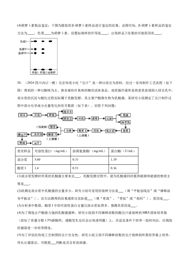 第16讲发酵工程（练习）（原卷版）_2024年新高考资料_2.2024二轮复习_2024年高考生物二轮复习讲练测（新教材新高考）