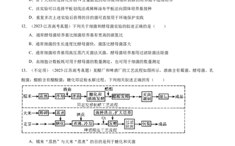 第16讲发酵工程（练习）（原卷版）_2024年新高考资料_2.2024二轮复习_2024年高考生物二轮复习讲练测（新教材新高考）
