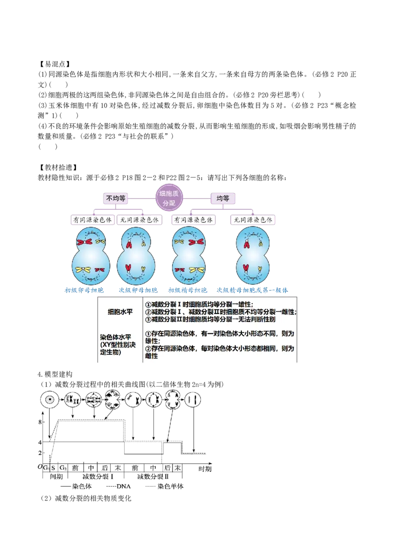 第13讲减数分裂和受精作用（讲义）（学生版）_2024年新高考资料_1.2024一轮复习_2024年高考生物一轮复习讲练测（新教材新高考）