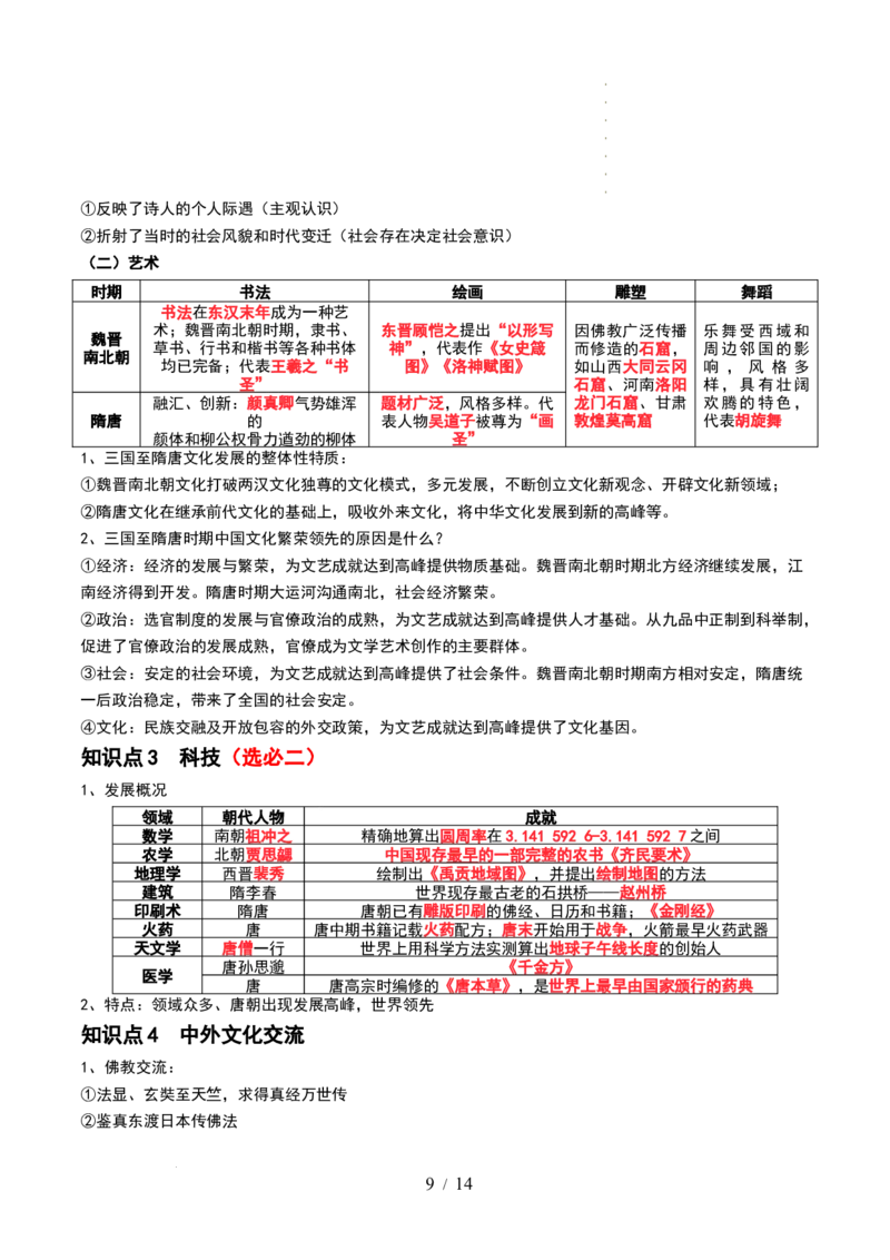 第05讲三国到隋唐的制度创新与文化发展（原卷版）_07高考历史_新高考复习资料_2024年新高考复习资料_一轮复习资料_完2024年高考历史一轮复习讲练测(课件+讲义+练习)（新高考）