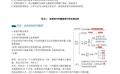 第28讲神经调节和体液调节的关系（讲义）（学生版）_2024年新高考资料_1.2024一轮复习_2024年高考生物一轮复习讲练测（新教材新高考）