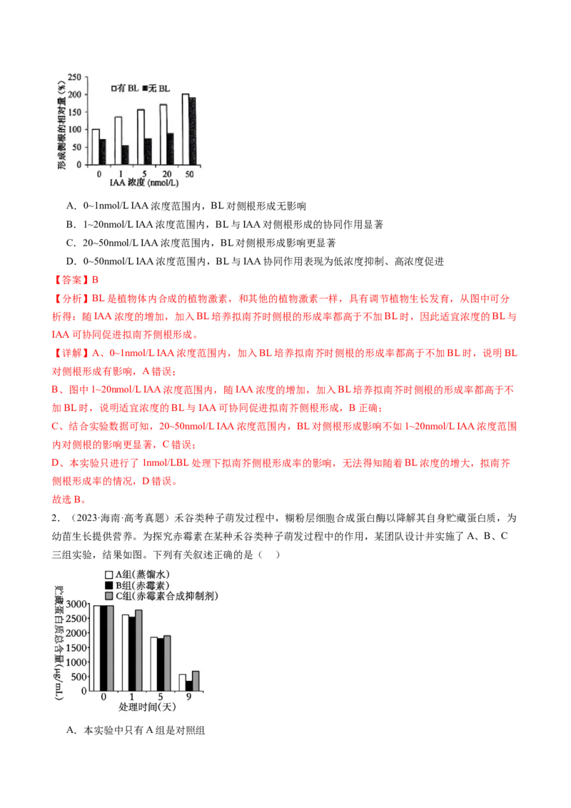 第32.2讲其他植物激素、植物生长调节剂的应用、环境因素参与调节植物的生命活动（练习）（解析版）_2024年新高考资料_1.2024一轮复习_2024年高考生物一轮复习讲练测（新教材新高考）