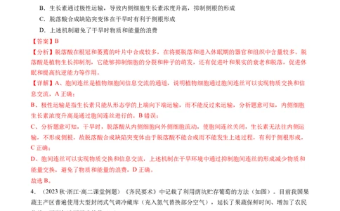 第32.2讲其他植物激素、植物生长调节剂的应用、环境因素参与调节植物的生命活动（练习）（解析版）_2024年新高考资料_1.2024一轮复习_2024年高考生物一轮复习讲练测（新教材新高考）