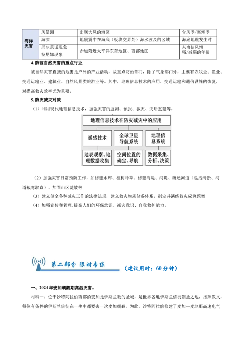 热点02麦加高温、能登地震、西班牙暴雨&hellip;&hellip;防灾减灾（解析版）(1)_2025年新高考资料_二轮复习_2025年高三地理高考二轮复习专项提升（新高考通用）3405802_上海专用