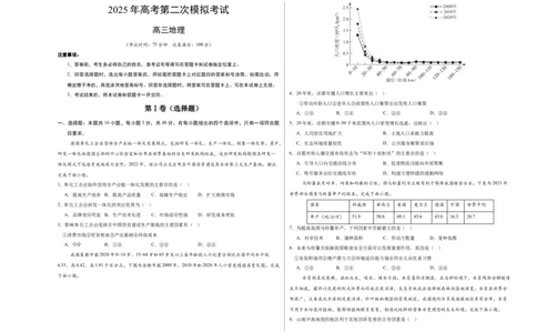 地理（甘肃卷）（考试版A3）_2025年新高考资料_二轮复习_01高考语文等多个文件_2025年高三地理高考二轮复习专项提升_模拟试卷_地理（甘肃卷）-学易金卷：2025年高考第二次模拟考试_50397769