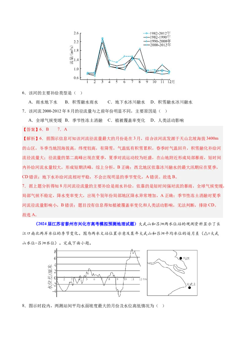 重难点05水体运动规律（解析版）_2025年新高考资料_二轮复习_01高考语文等多个文件_2025年高三地理高考二轮复习专项提升_重点&middot;难点&middot;热点专练（分地区）_江苏专用