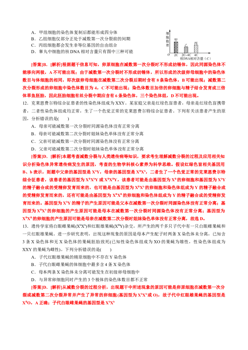 GKSW150_第12讲减数分裂与受精作用-备战2022年高考生物一轮复习精品讲义（人教版）(解析版)_新高考复习资料_2022年新高考复习资料_备战2022新高考生物一轮复习精品讲义（人教版）