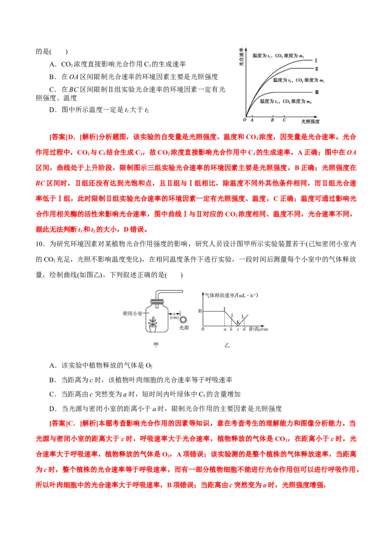 GKSW150_第9讲光合作用-备战2022年高考生物一轮复习精品讲义（人教版）(解析版)_新高考复习资料_2022年新高考复习资料_备战2022新高考生物一轮复习精品讲义（人教版）
