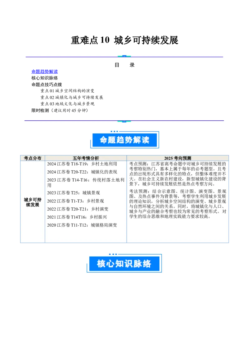 重难点10城乡可持续发展（解析版）_2025年新高考资料_二轮复习_2025年高三地理高考二轮复习专项提升（新高考通用）3405802_重点&middot;难点&middot;热点专练（分地区）_江苏专用