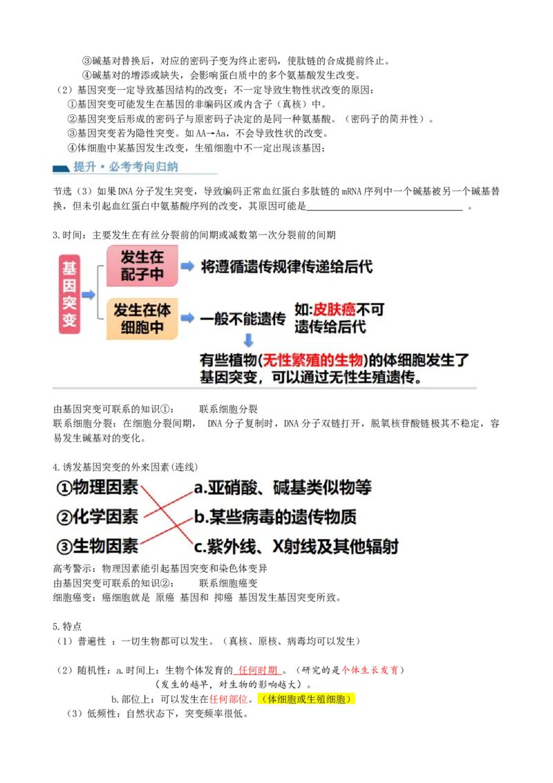 第23讲生物的变异（讲义）（学生版）_2024年新高考资料_1.2024一轮复习_2024年高考生物一轮复习讲练测（新教材新高考）