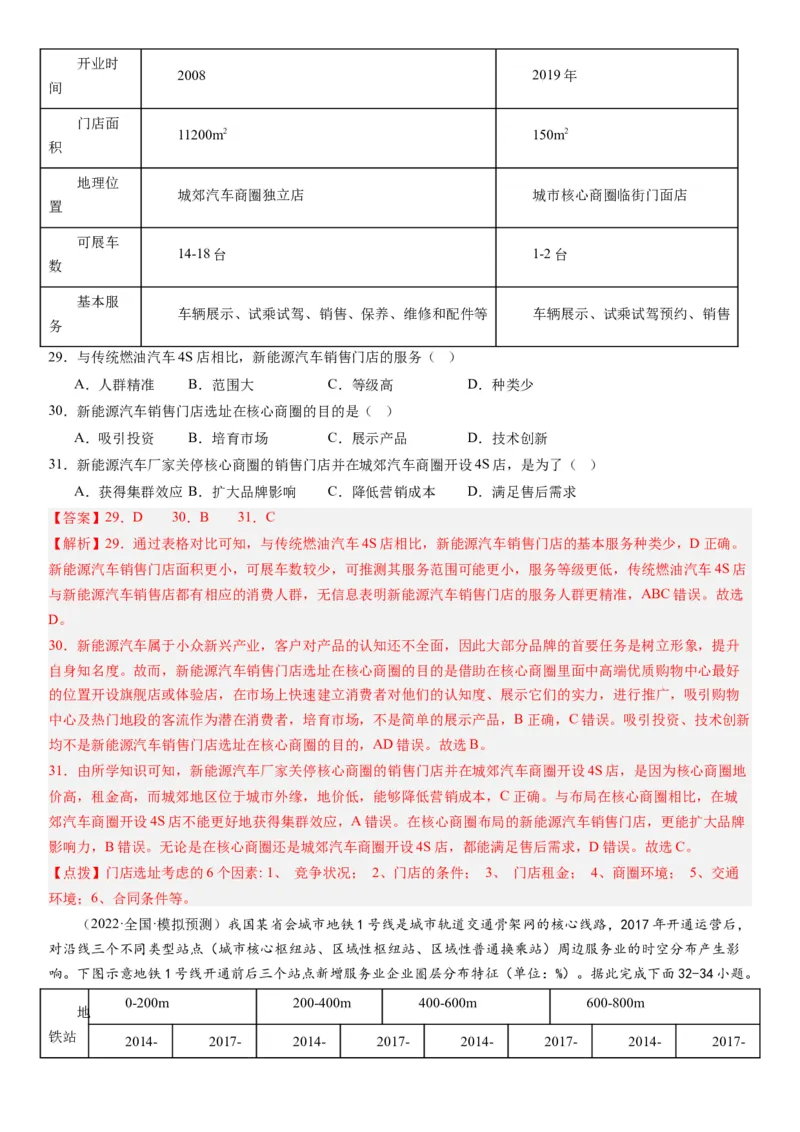 专题十产业活动第二十八讲服务业区位因素及其变化（解析版）_通用版（老高考）复习资料_2024年复习资料_完备战2024年高考地理一轮复习考点帮（全国通用）_专题训练