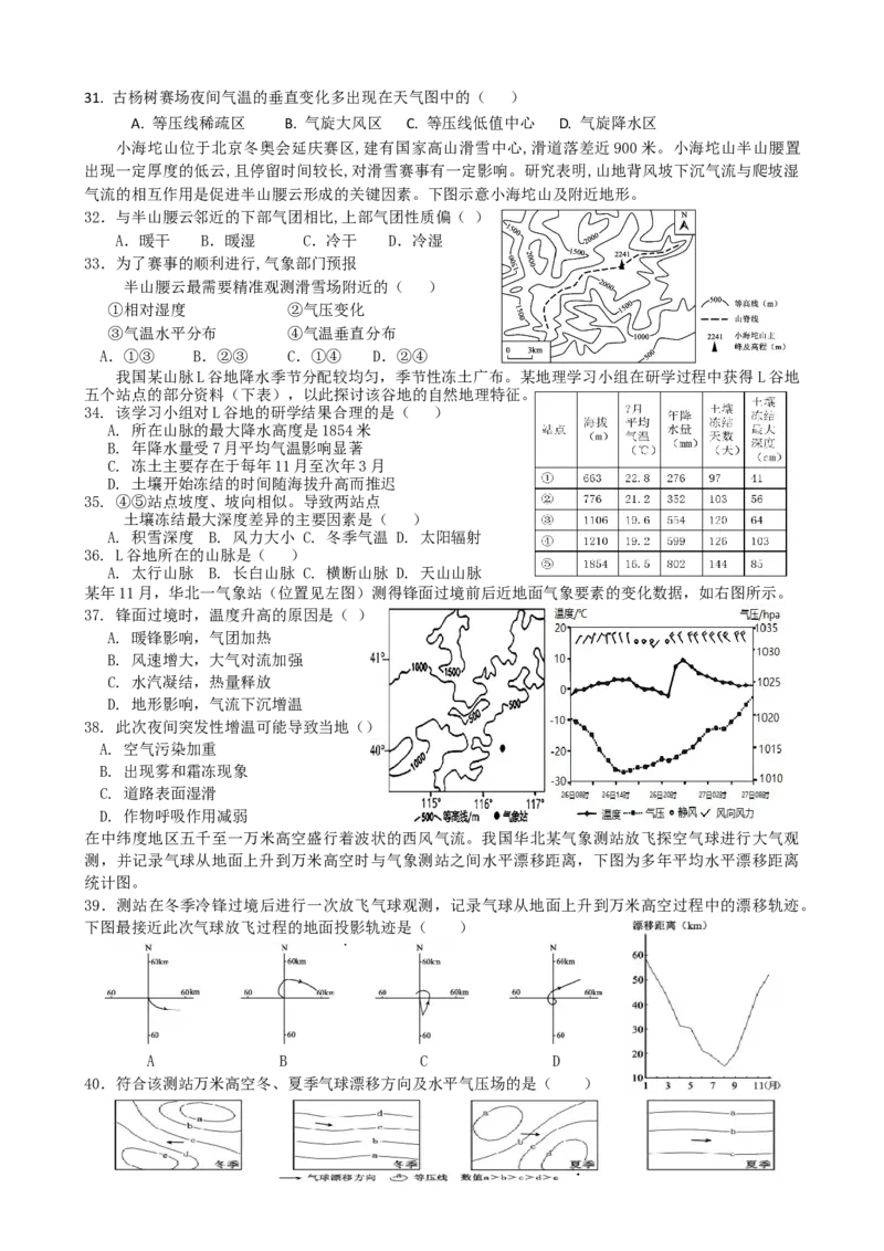 第8讲：大气的热力环流及风（答案在最后一行，无解析）_通用版（老高考）复习资料_2024年复习资料_2024届高考地理一轮复习配套练习小题狂练（答案在最后一行，无解析）