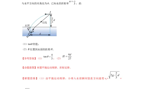 模型71光在液体中传播模型（解析版）_04高考物理_新高考复习资料_2024新高考复习资料_二轮复习资料_2024高考物理二轮复习80模型最新模拟题专项训练_教师版（含答案解析）